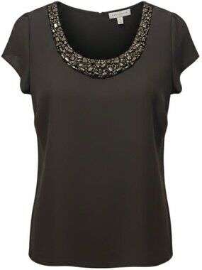 Socialite Brand Size M Dark Grey Bedazzled Collar Sleeveless Blouse
